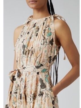 Ulla Johnson Pearl Flora Samar Sleeveless Midi Cotton-Blend Dress